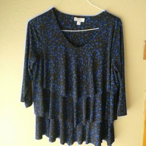 Susan Graver M top blue and black